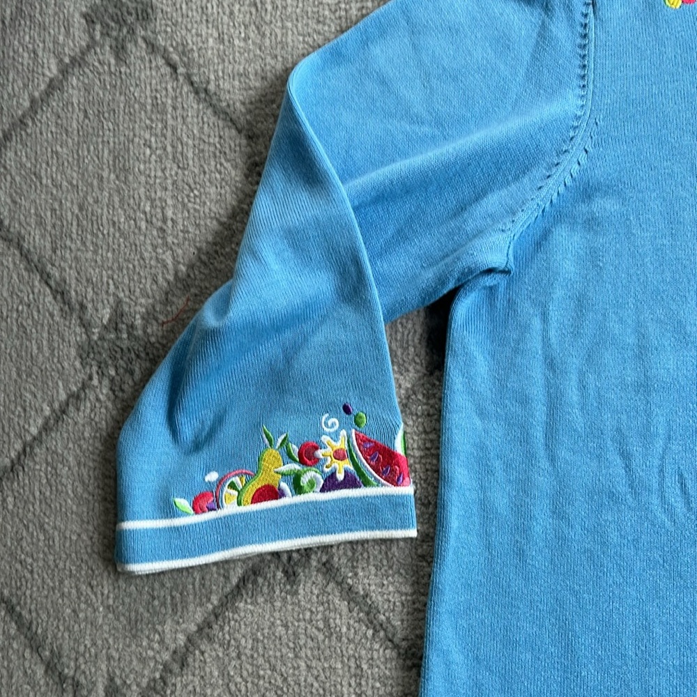 Bob Mackie Blue Embroidered Sweater - Picture 3 of 8